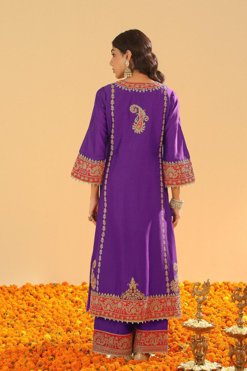 Long A-Line Kurta With Palazzo And Dupatta