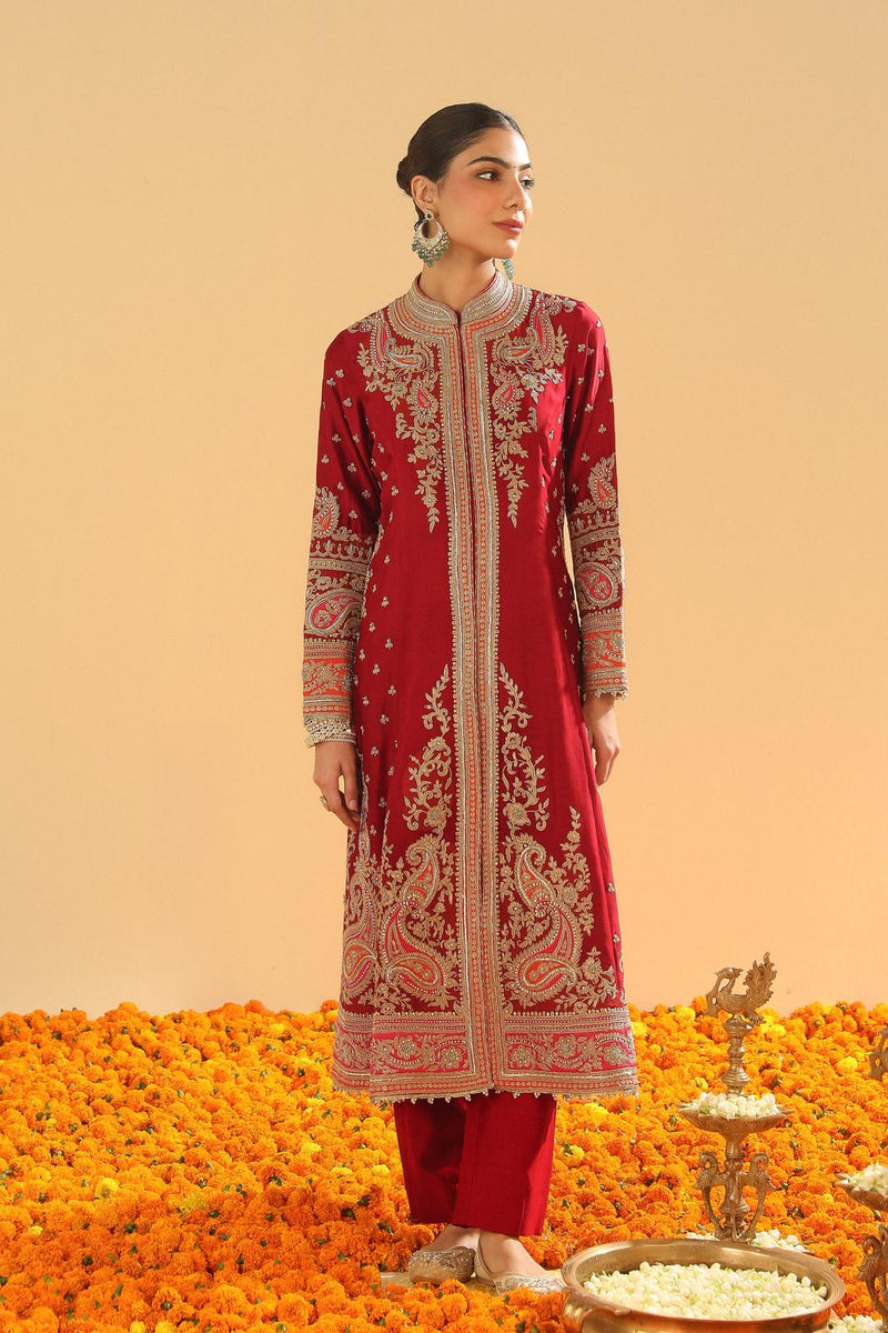 Long A-Line Jacket With Pant And Dupatta