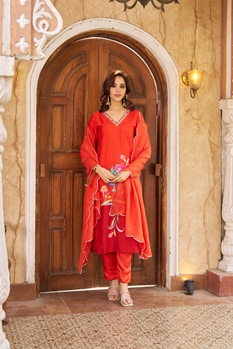 Nayaab Burnt Orange Kurta Set