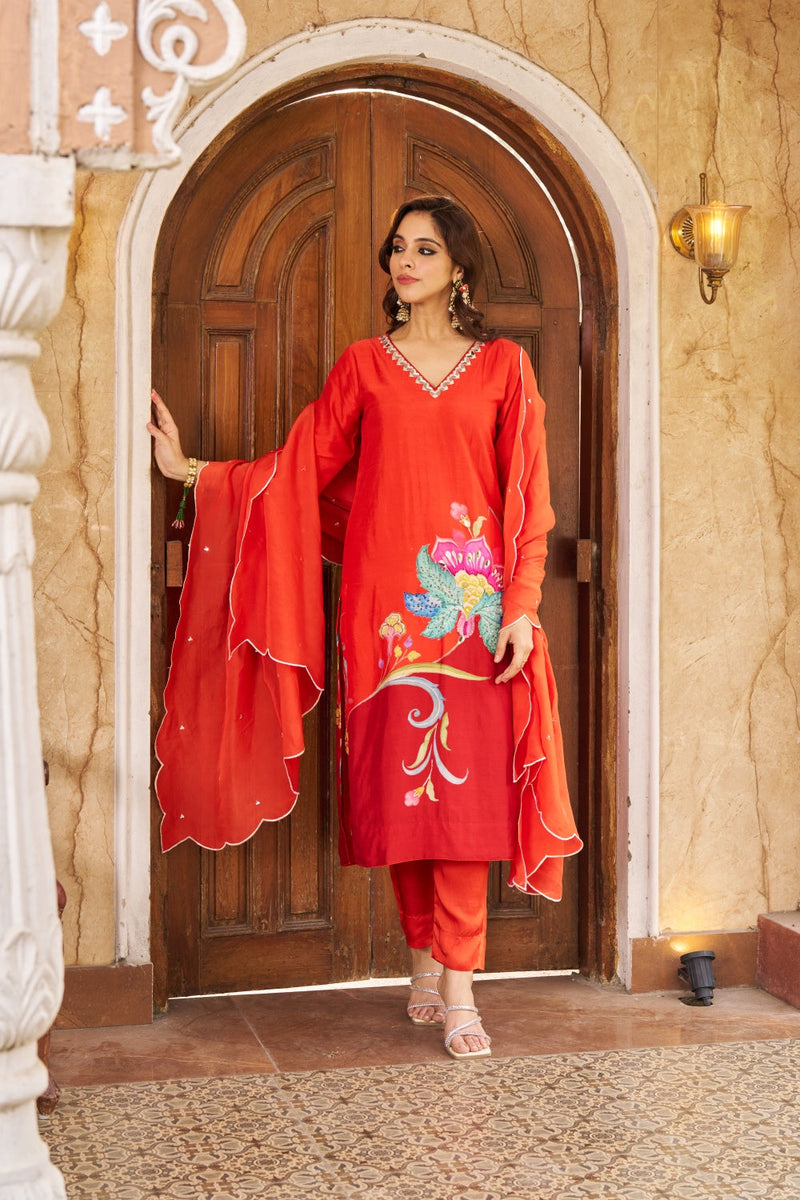 Nayaab Burnt Orange Kurta Set