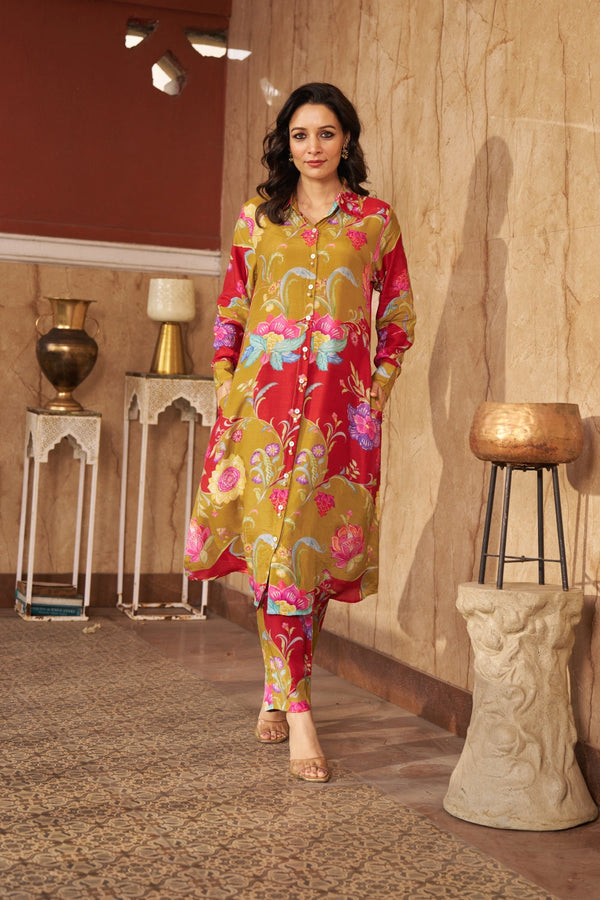 Ruya Olive Kurta