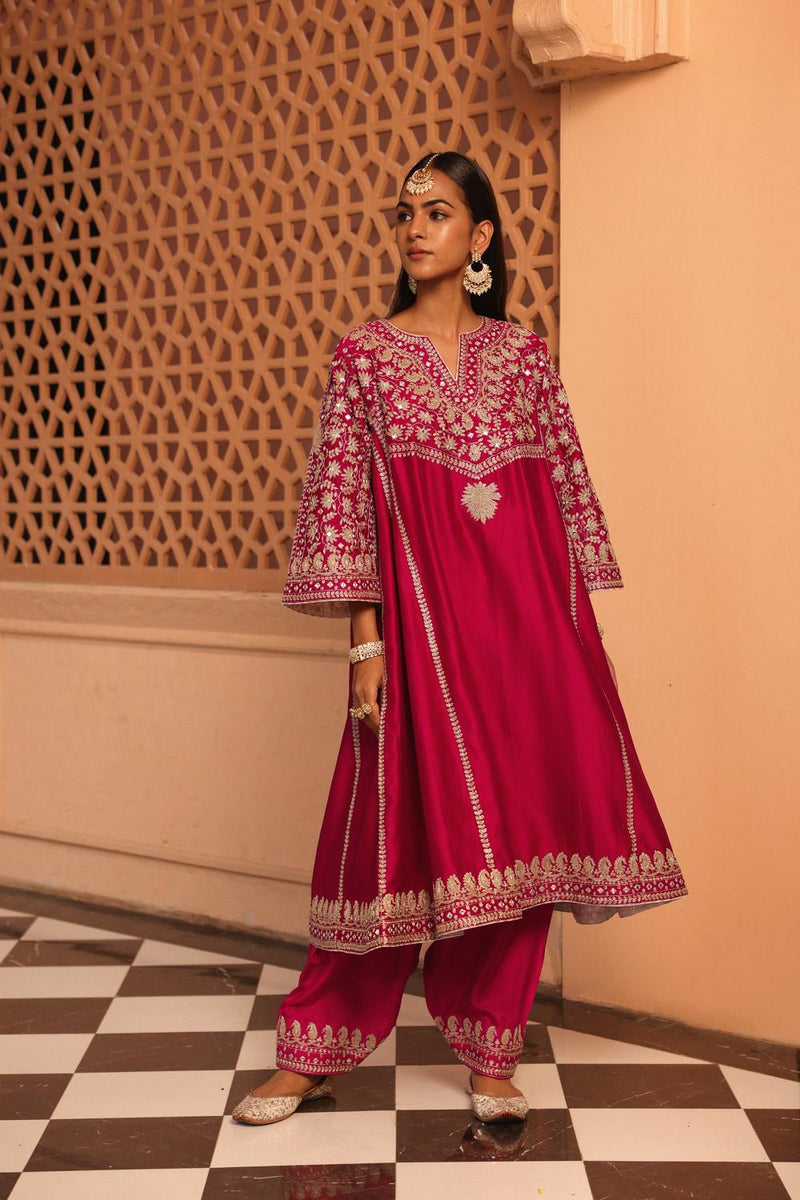 Aiman - Short Knee Length Chauga With Salwar And Odhni