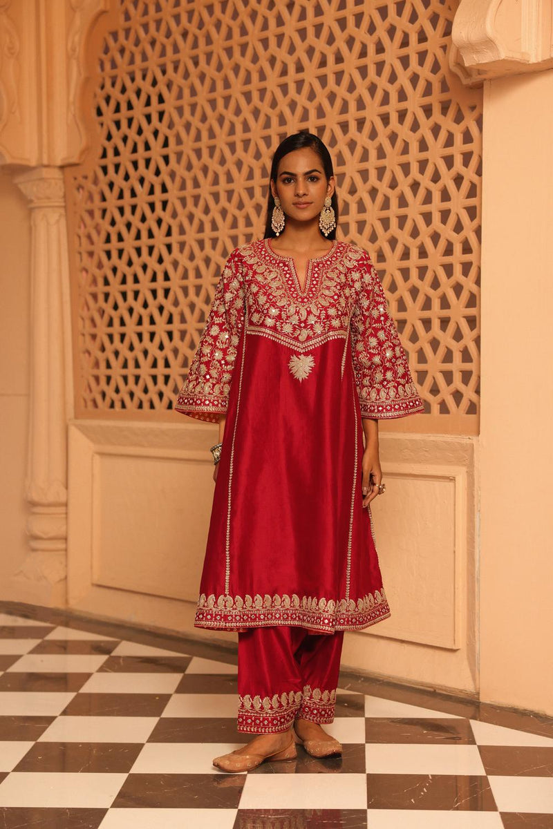 Aiman - Short Knee Length Chauga With Salwar And Odhni