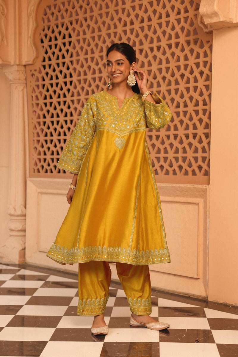 Aiman - Short Knee Length Chauga With Salwar And Odhni