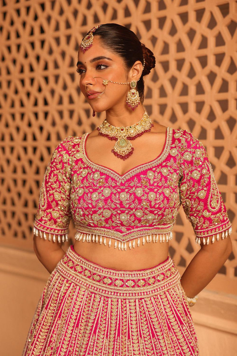 Inaya - Hotpink Lehenga With Blouse And Dupatta