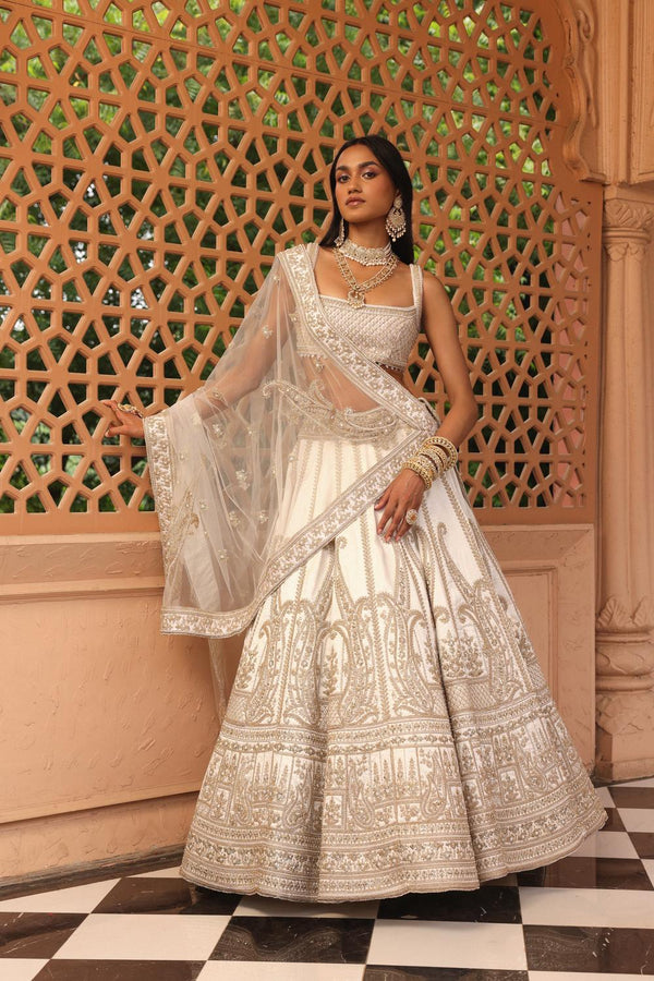 Iqra - Ivory Lehenga With Blouse And Dupatta