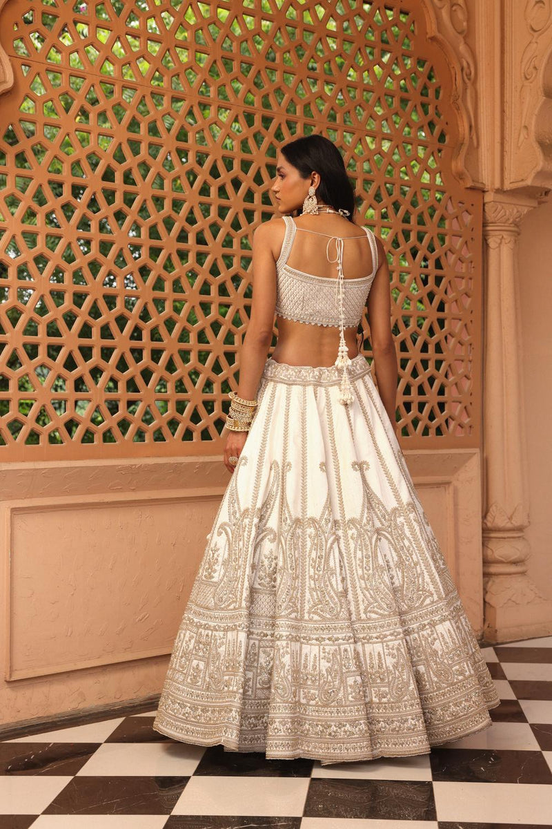 Iqra - Ivory Lehenga With Blouse And Dupatta