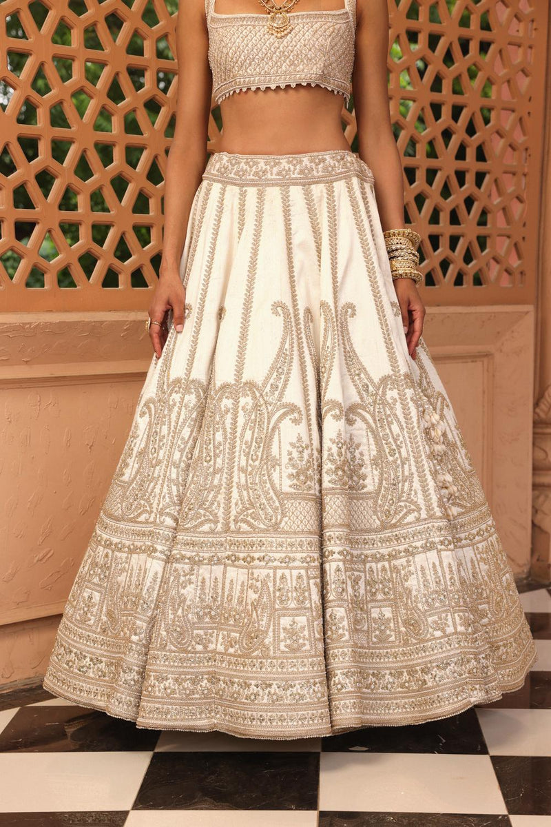 Iqra - Ivory Lehenga With Blouse And Dupatta