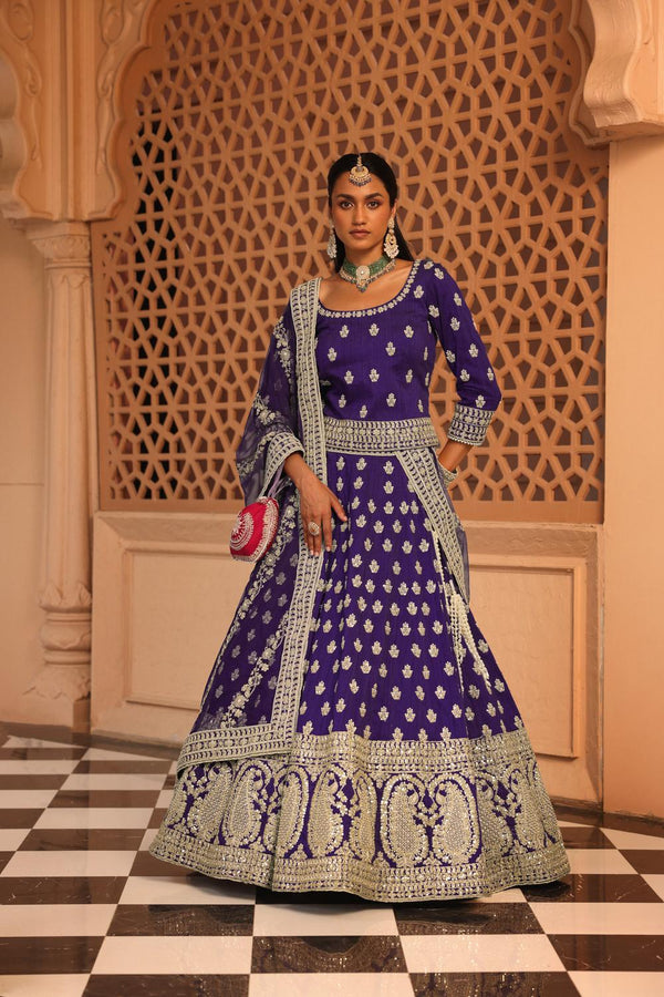 Aasmaa - Purple Lehenga With Choli And Dupatta