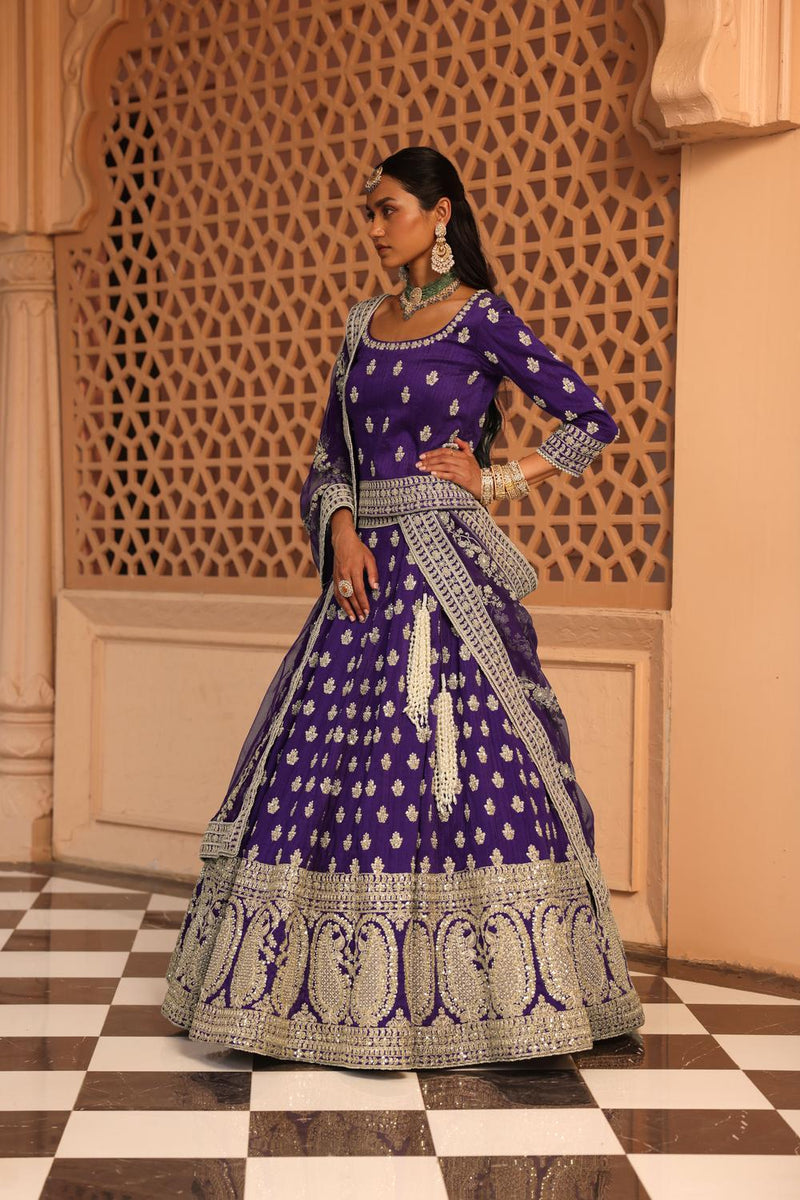 Aasmaa - Purple Lehenga With Choli And Dupatta