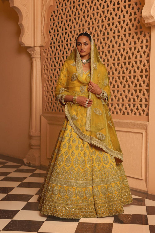 Noorali - Mustard Lehenga With Choli And Dupatta