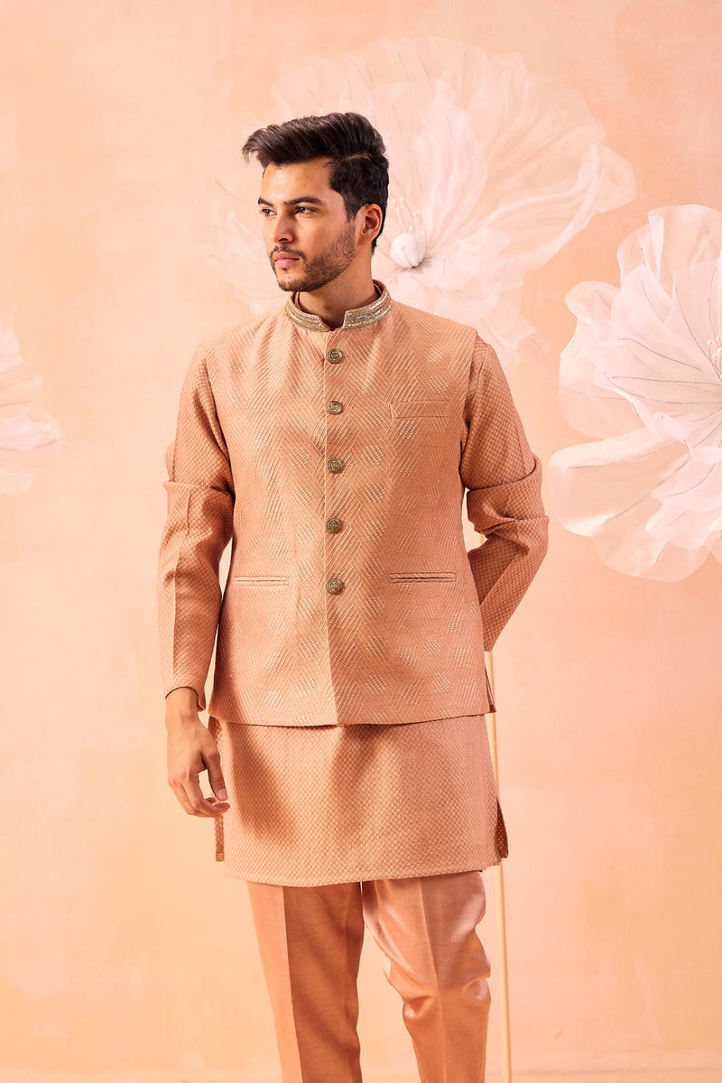 Rose Brown Nehru Jacket Set