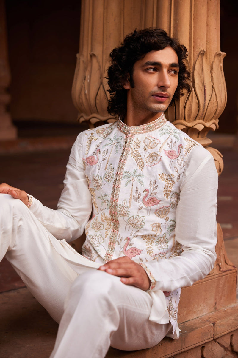 Flamingo Nehru Jacket Set