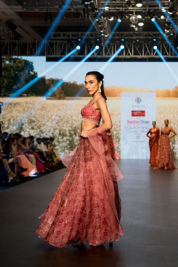 Pink Embroidered Lehenga Set