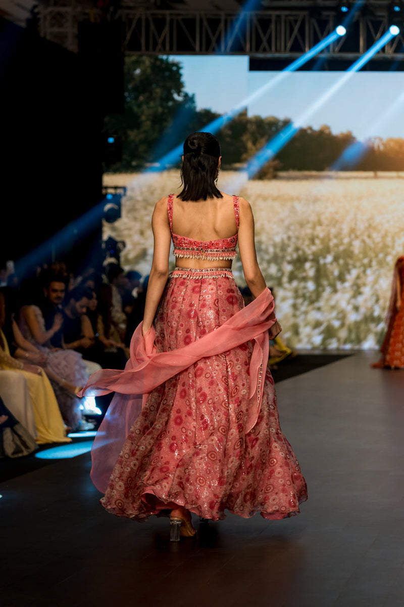 Pink Embroidered Lehenga Set