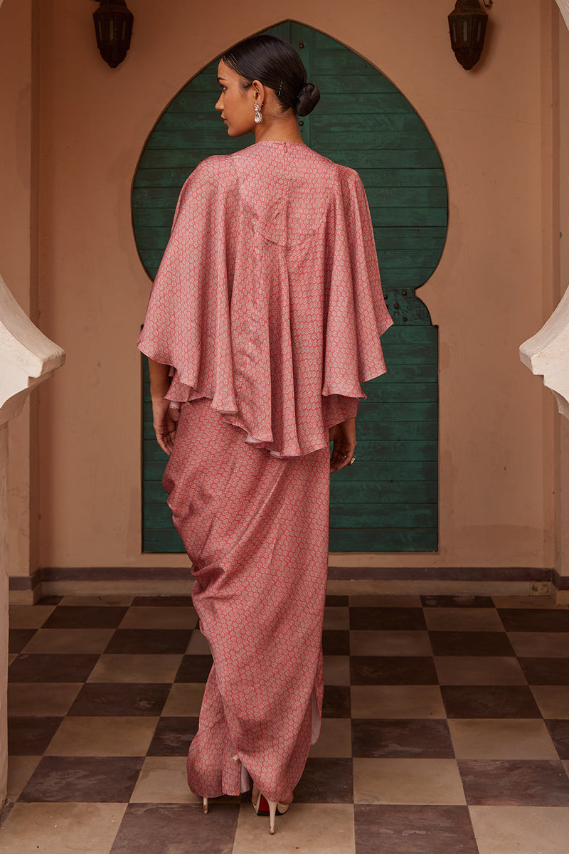 Printed Drape Kurta With Skirt