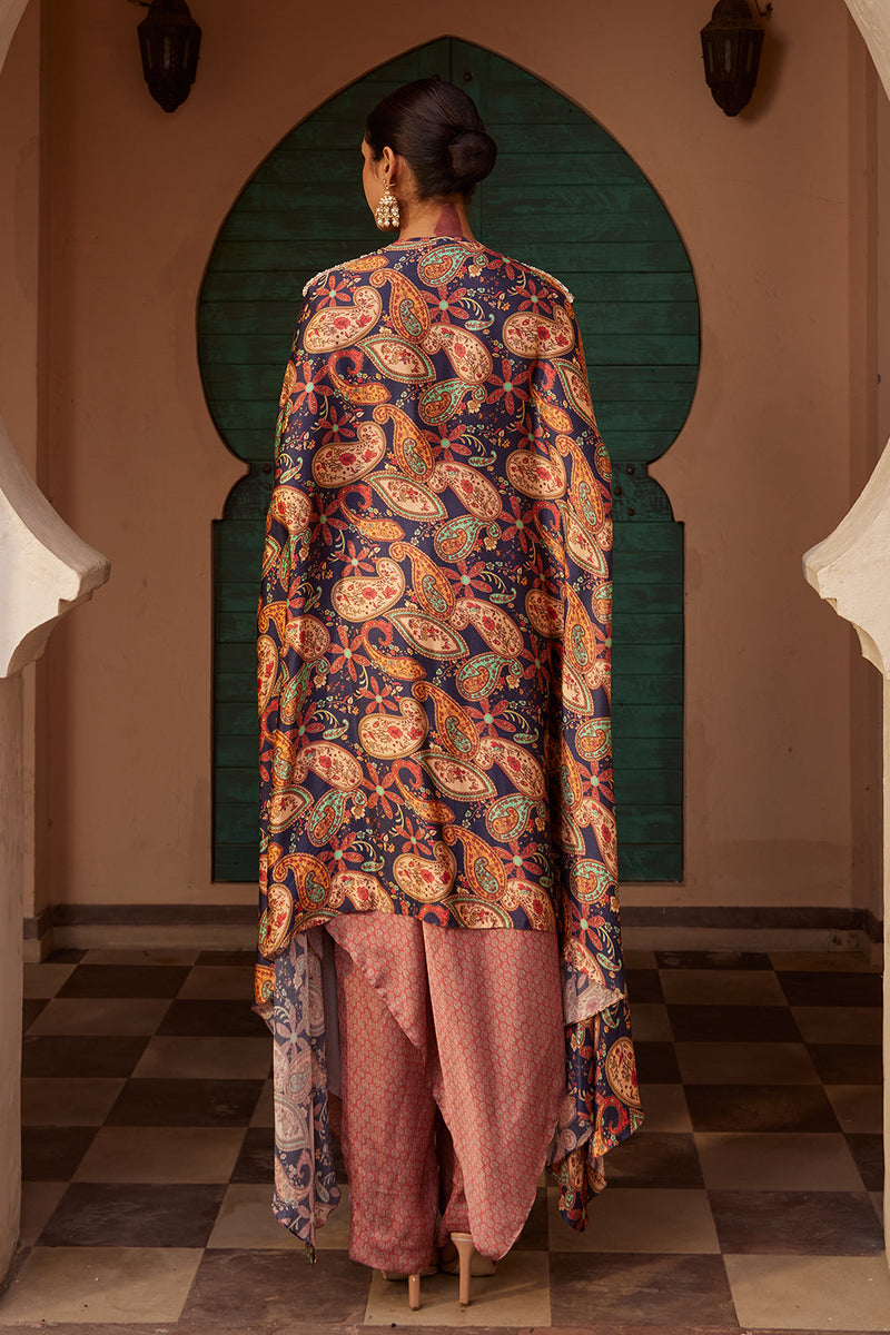 Drape Kurta With Cape Set