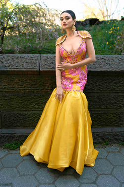 Mimosa- Mustard Yellow And Pink Dress