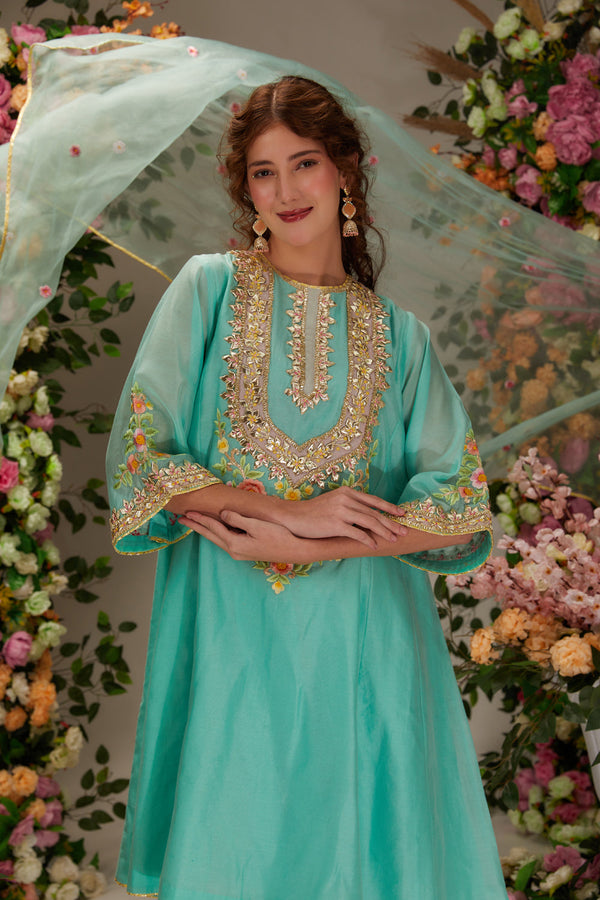 Turquoise Kurta Set