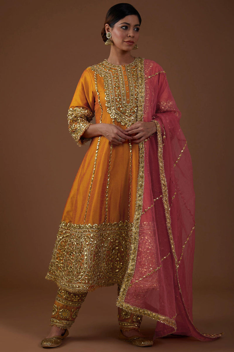 Marigold Majesty Long Anarkali-Salwar & Dupatta