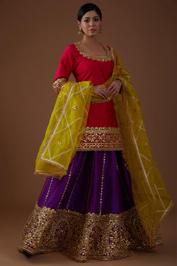 Vivid Berry Kurta-Lehenga & Dupatta