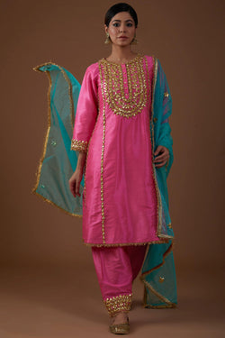 Electric Pink Line Kurta-Salwar & Dupatta