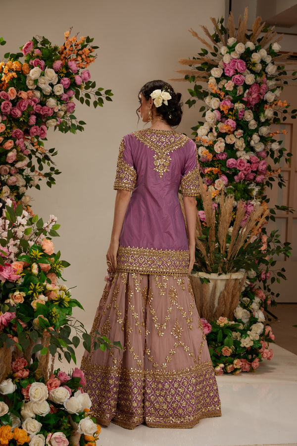 Lavender Kurta With Sharara And Dupatta