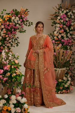 Peach Kurta With Sharara And Dupatta