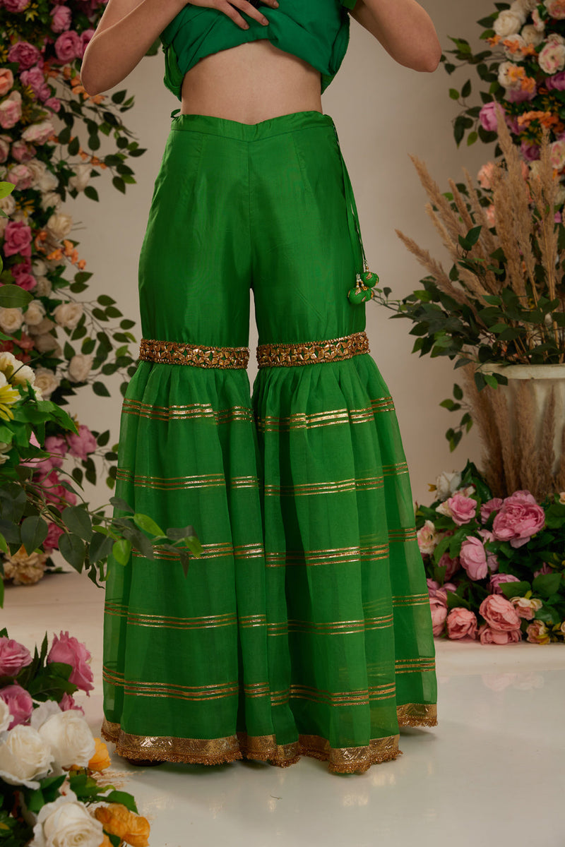 Green Kurta With Garara And Dupatta