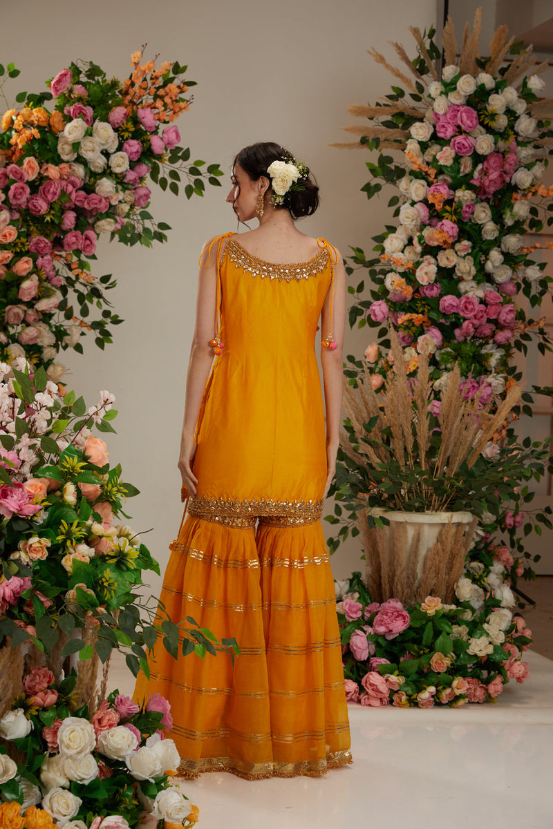 Yellow Kurta With Garara And Dupatta