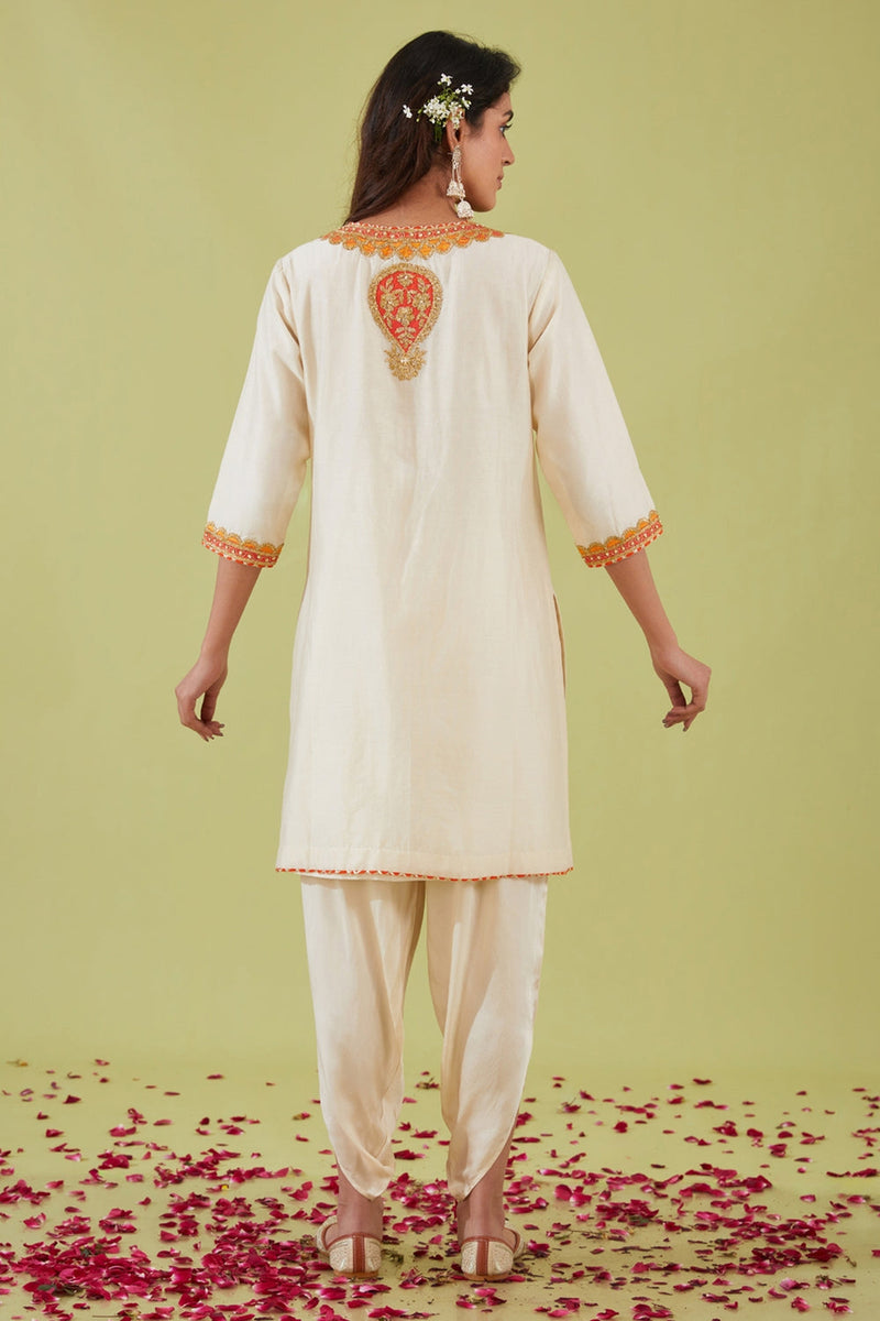 White Short Kurta With Pants