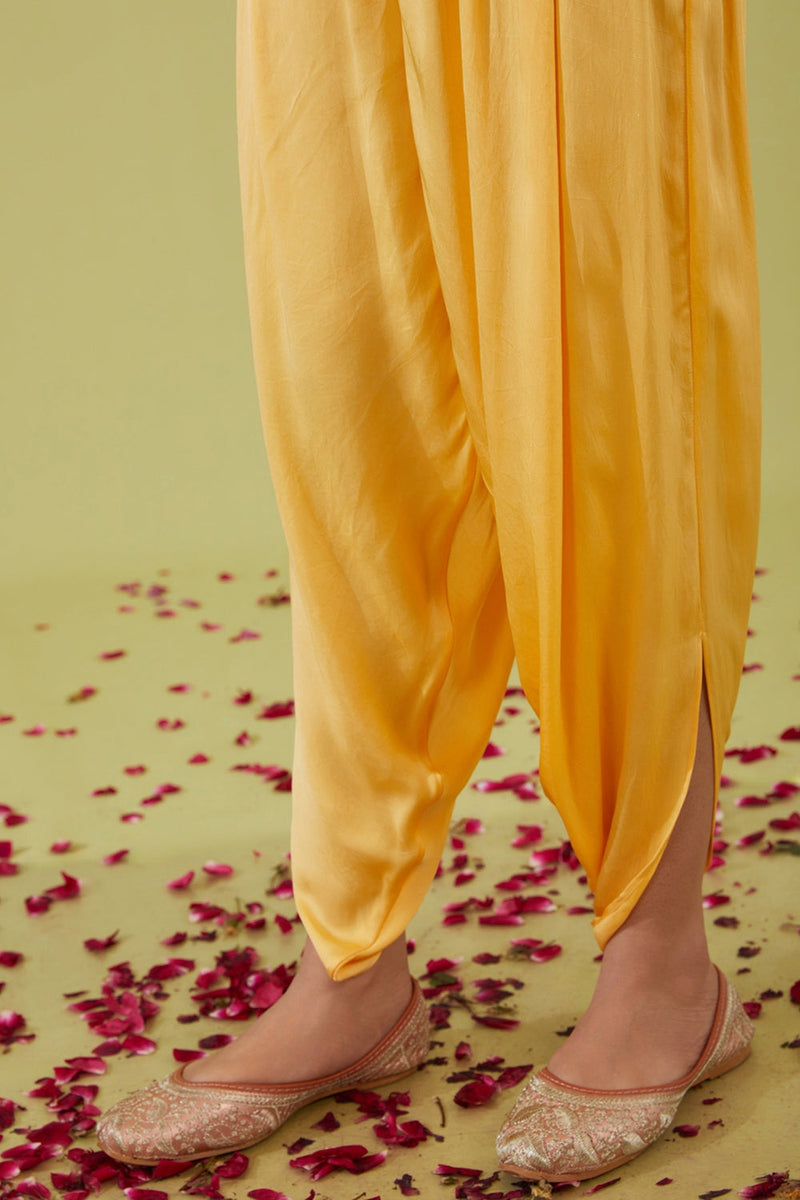 Yellow Short Kurta With Pants