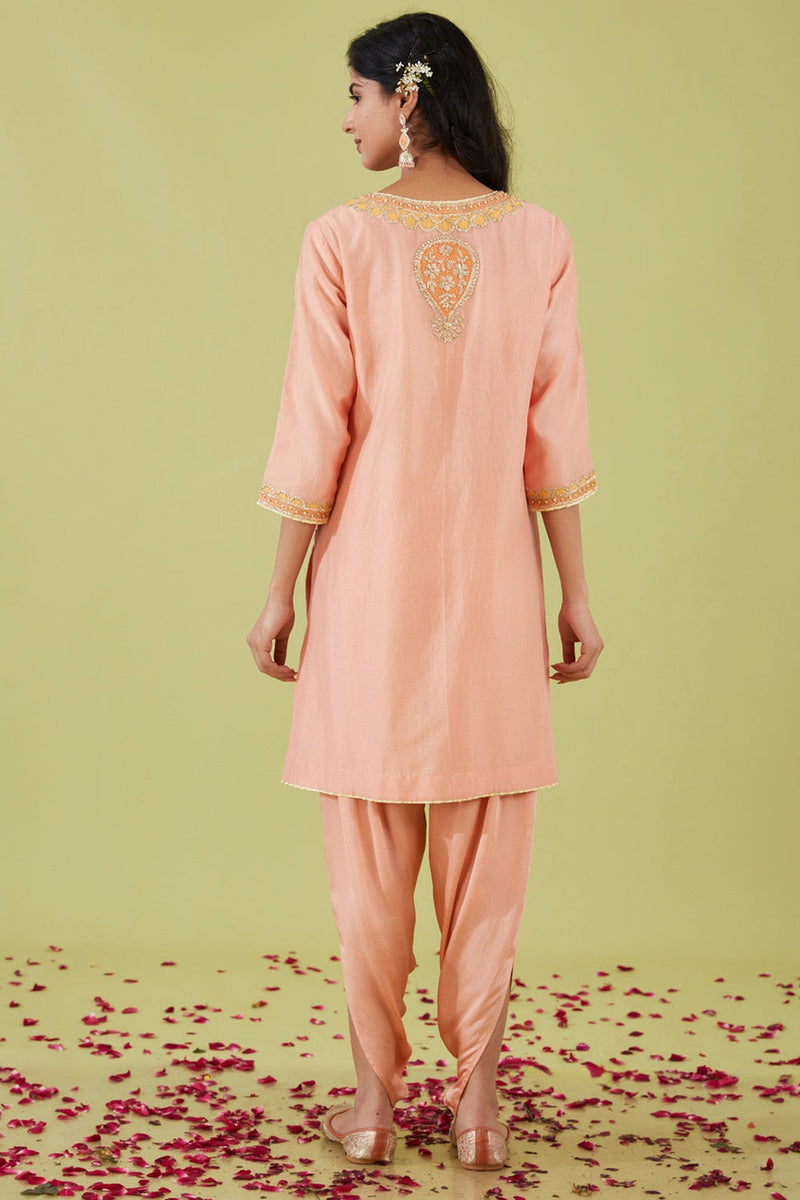 Pink Short Kurta With Pants