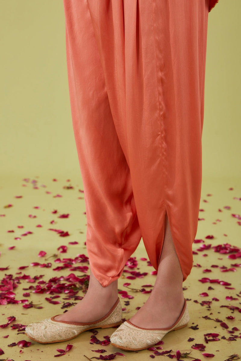 Rust Pink Short Kurta With Pants