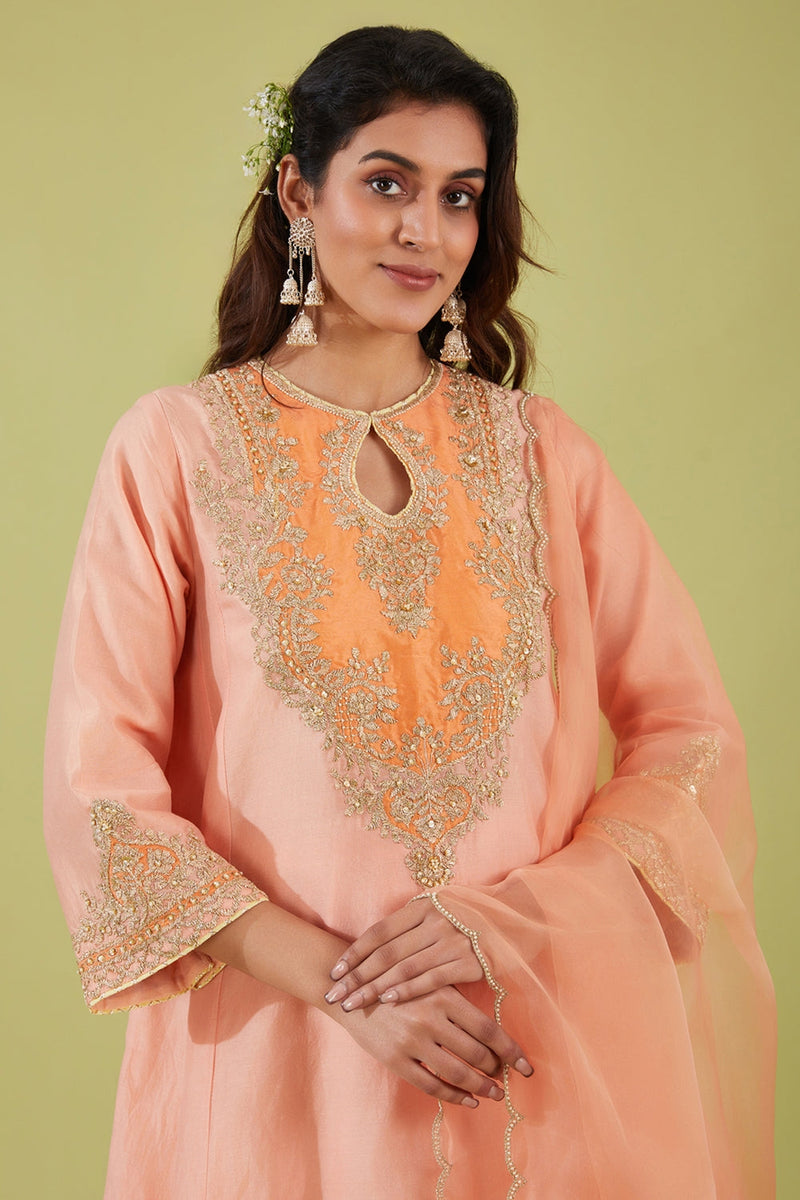 Pink Short Kalidar Kurta With Salwar And Pink Dupatta