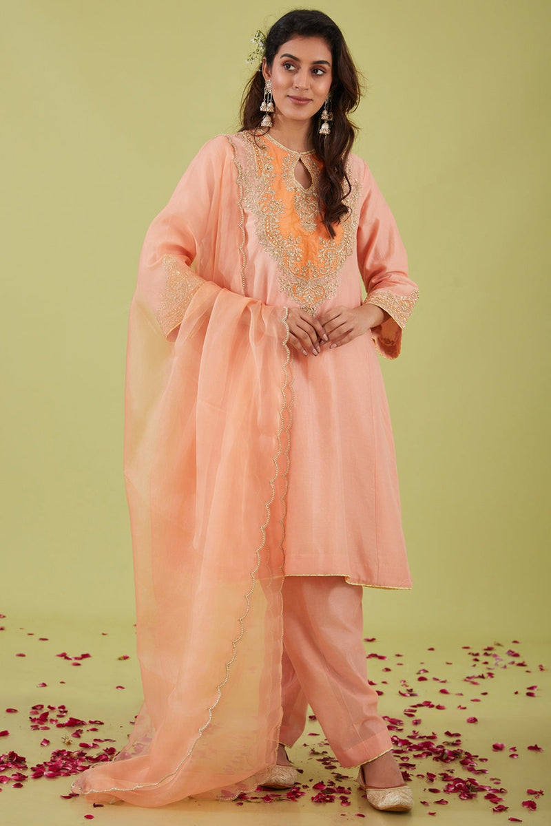 Pink Short Kalidar Kurta With Salwar And Pink Dupatta