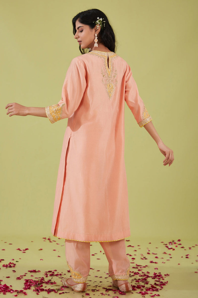 Pink Long Kurta With Salwar And Pink Dupatta