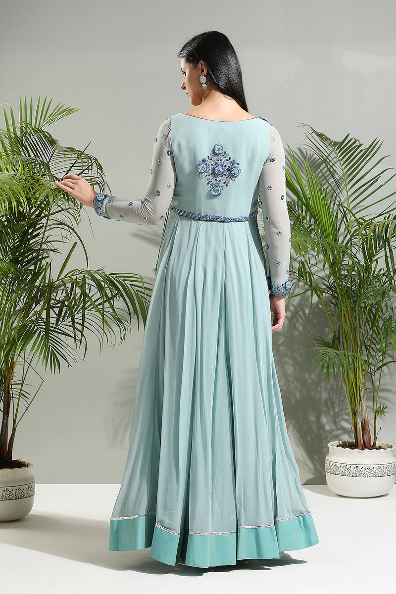 Dusty Blue Anarkali Set