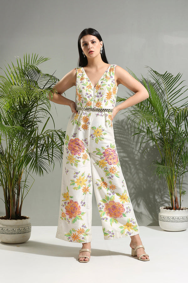 Ivory Handpainted Jumpsuit