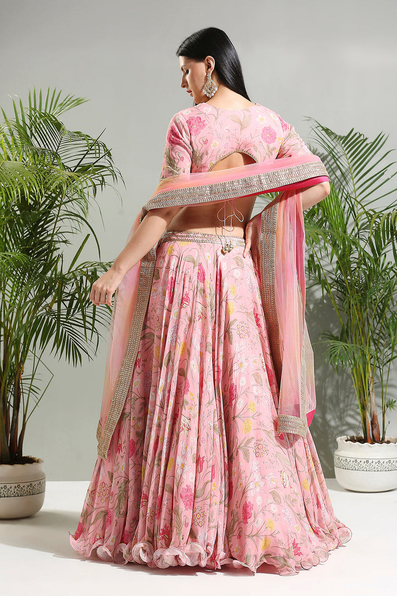 Blush Pink Floral Lehenga Set