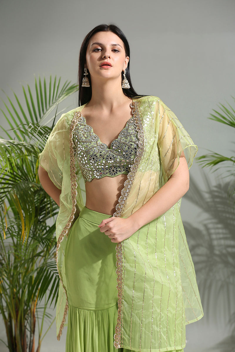 Olive Green Sharara Set