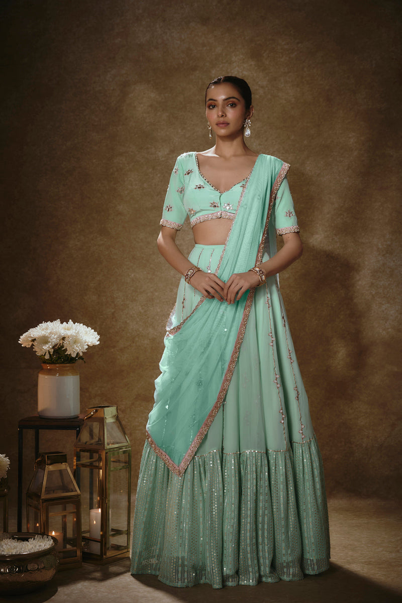 Mint & Gold Lehenga Set