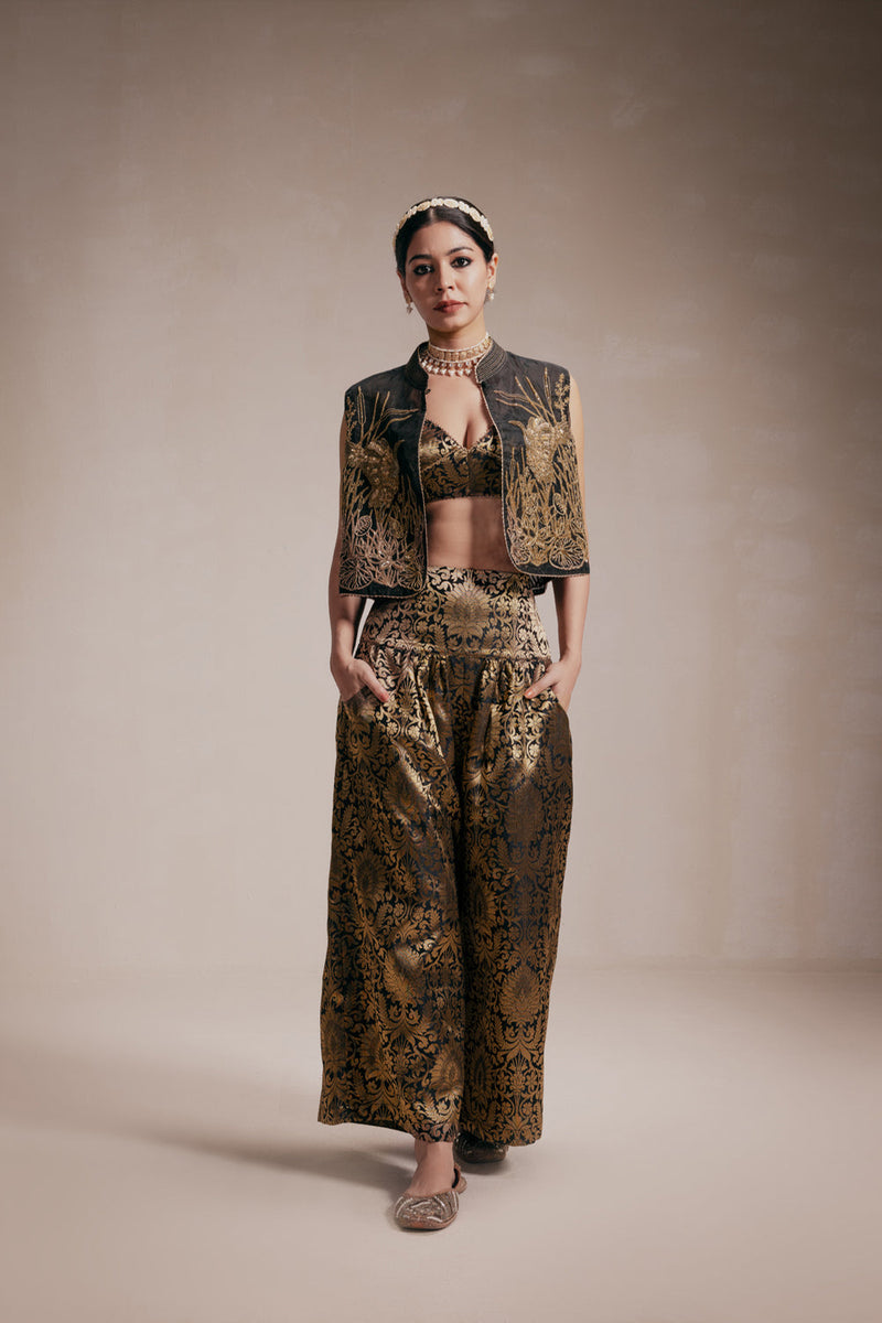 Gold Embroided Jacket & Pants Co-Ord