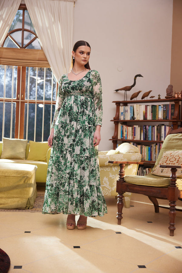 Green Rasasvda Printed Maxi Dress