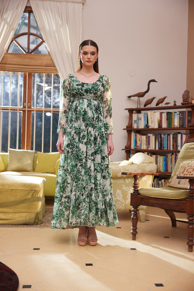 Green Rasasvda Printed Maxi Dress