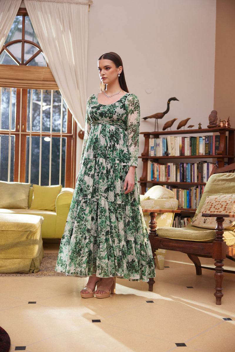 Green Rasasvda Printed Maxi Dress