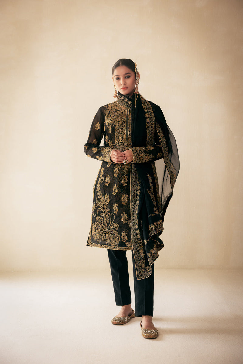 Black Organza Kurta Set