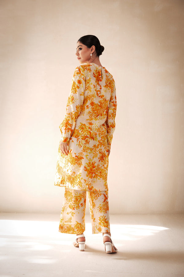 Rasasvada Yellow Printed Kurta Set