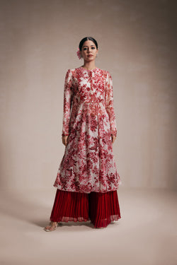 Maroon Rasasvada Printed Kurta Dress