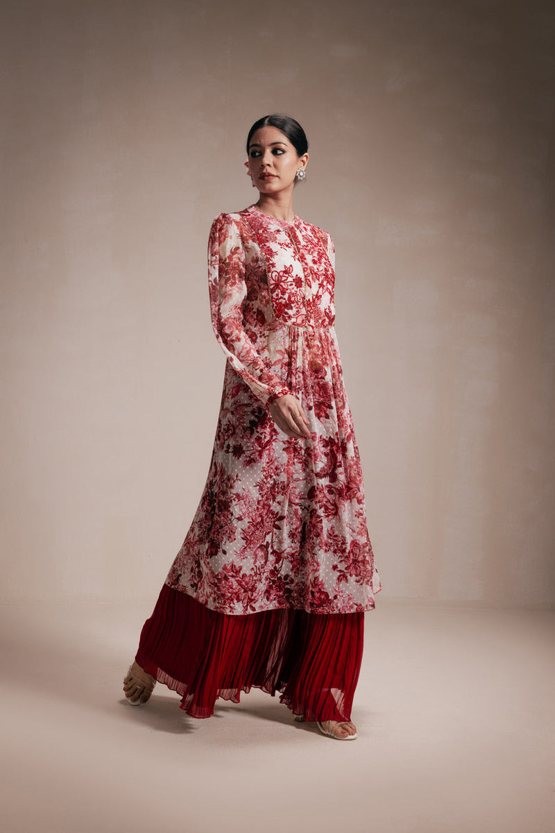 Maroon Rasasvada Printed Kurta Dress